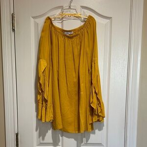 Women's Mustard Off-Shoulder Top